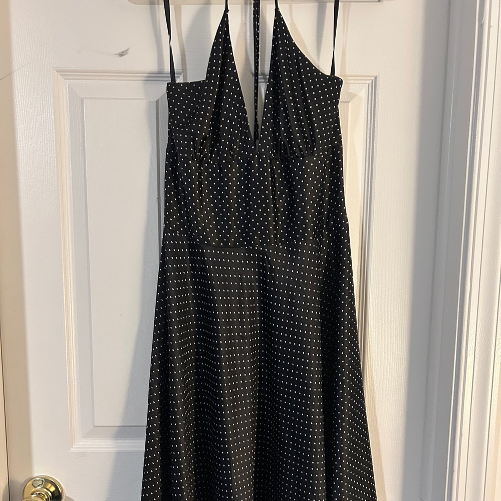 Silk halter top polka dot dress